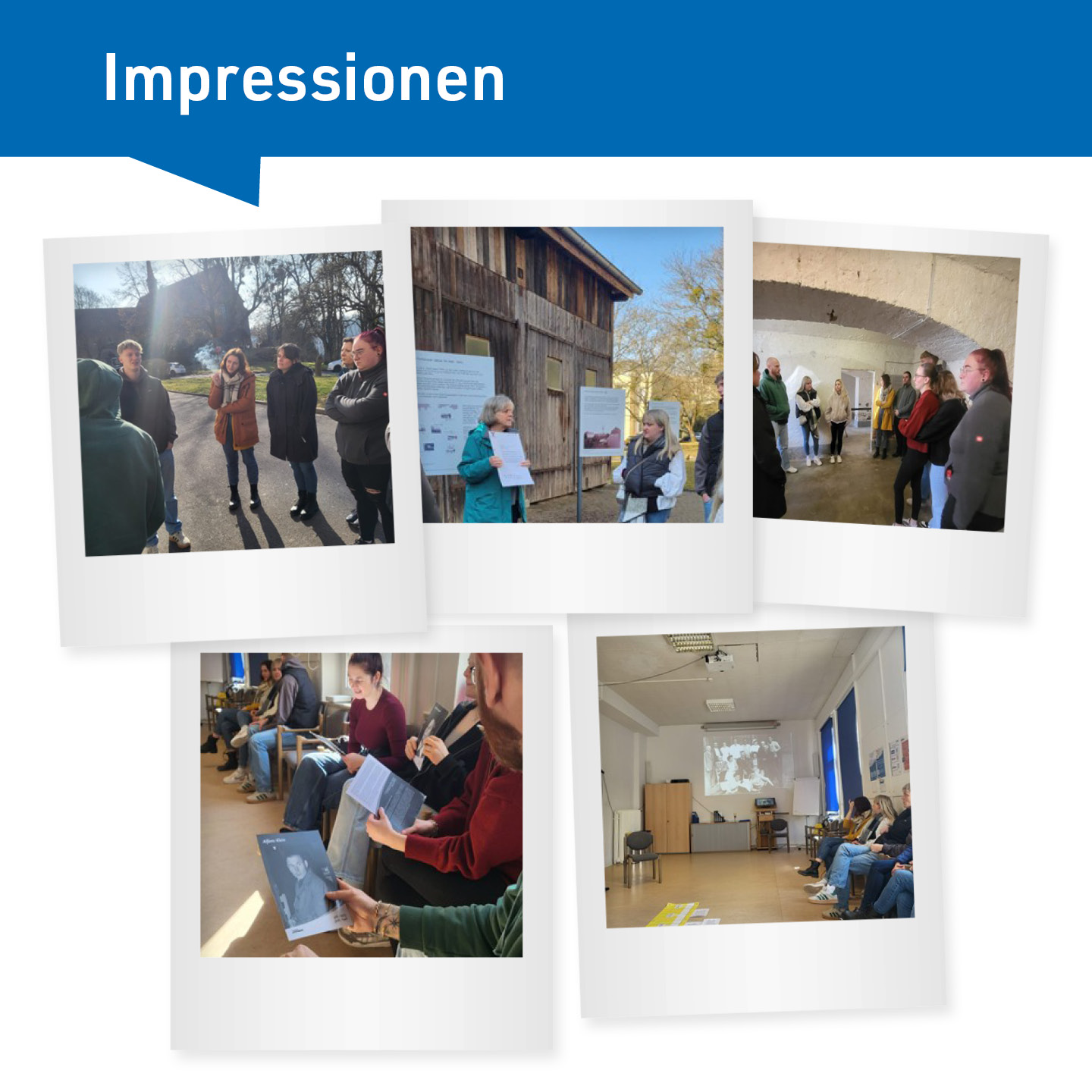 Verschieden Bilder vom Besuch der Gedenkstätte Hadamar des Heilerziehungskurses.